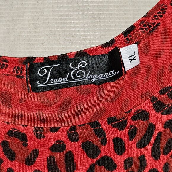 Red Black Leopard Dress XL Cruisewear Vacation Party Sexy Sleeveless Stretchy - Picture 5 of 9